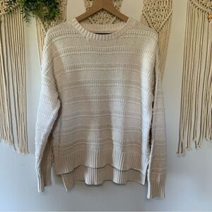 CUPCAKES & CASHMERE Chunky Cable Knit High Low Cream Sweater Size Large